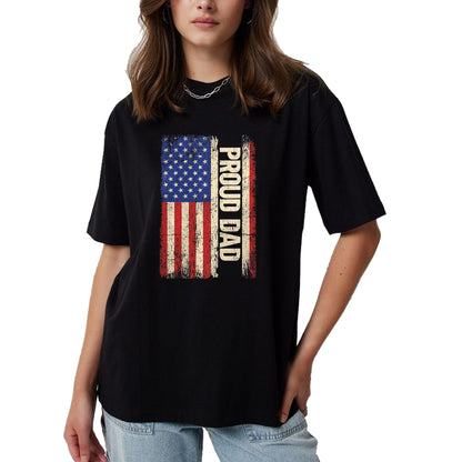 Gift for Dad Shirt, Funny Dad Unisex T-Shirt/Hoodie/Sweatshirt HLT00 – Proud Dad US American Flag Shirt for Fathers Day 2024 Men T-Shirt