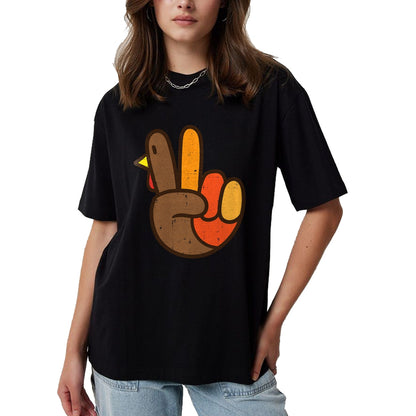Best Thanksgiving Family Shirt , Funny Thanksgiving UnisexT-Shirt/Hoodie/Sweatshirt HLT00 - Peace Sign Turkey Hand Cool Thanksgiving Hippie Men Women T-Shirt