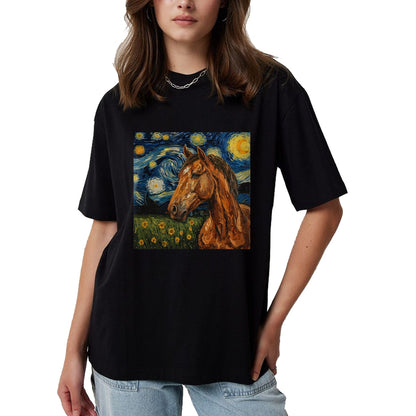 Best Horse Lover Shirt , Funny Horse UnisexT-Shirt/Hoodie/Sweatshirt HLT00 - Horse Lover Van Gogh Style Starry Night Graphic T-Shirt