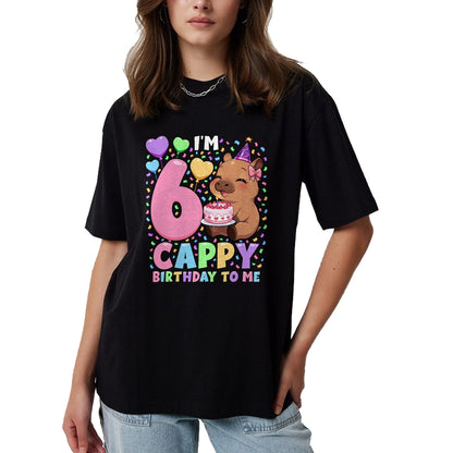 Cute Capybara Shirt, Funny Capybara UnisexT-Shirt/Hoodie/Sweatshirt HLT00 - Capybara Birthday Shirt 6 Kawaii Girl Capybara 6th Birthday T-Shirt