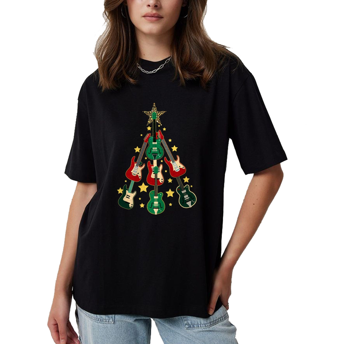 Guitar Lover Shirt, Funny Guitar UnisexT-Shirt/Hoodie/Sweatshirt HLT00 - Cool Guitar Christmas Tree Guitar Lovers Christmas Tree T-Shirt
