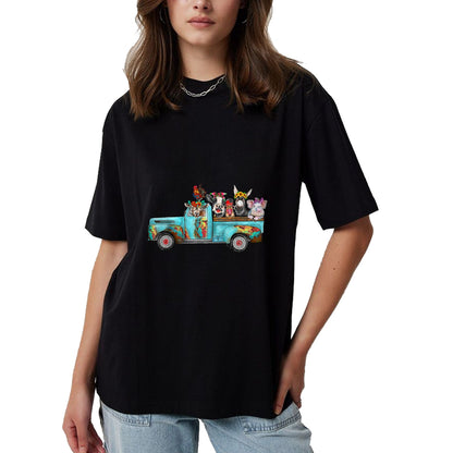 Best Farmer Life Shirt, Funny Farmer UnisexT-Shirt/Hoodie/Sweatshirt HLT00 - Farm Pickup Truck with Farm Animals Farmer_s Wife Cow Girl T-Shirt