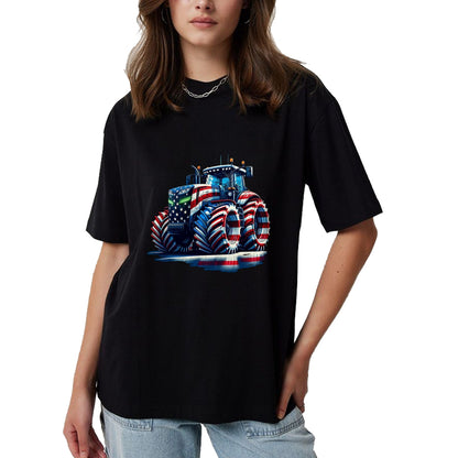 Best Farmer Life Shirt, Funny Farmer UnisexT-Shirt/Hoodie/Sweatshirt HLT00 - Patriotic Tractor American Flag T-Shirt