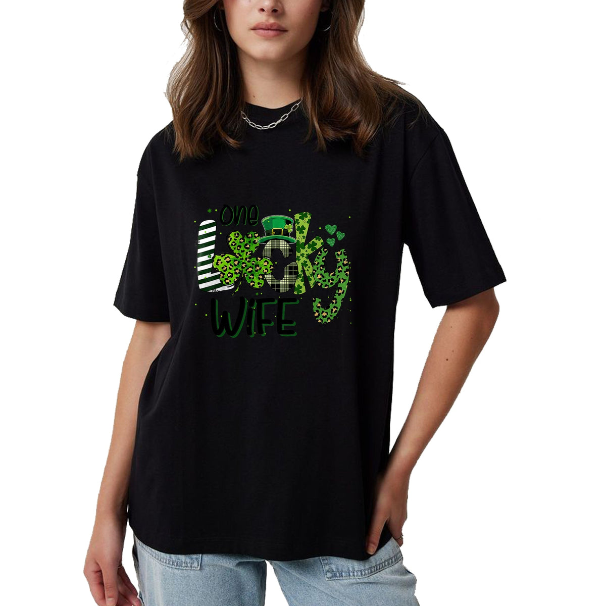 Best Wife Shirt, Wife and Husband Unisex T-Shirt/Hoodie/Sweatshirt HLT00 - Gift for wife T shirt, lucky wife   One Lucky Wife St Patricks Day Mom Mother Shamrock Leopard T-Shi