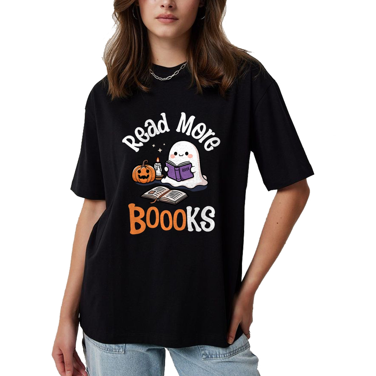Best Teacher Shirt, Funny Teacher UnisexT-Shirt/Hoodie/Sweatshirt HLT00 - Halloween Ghost Reading Read More Books Librarian Teacher T-Shirt