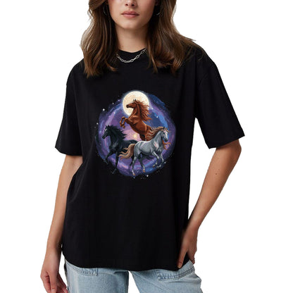 Best Horse Lover Shirt , Funny Horse UnisexT-Shirt/Hoodie/Sweatshirt HLT00 - Three Moon Funny Horse Shirt Space Galaxy Horses Graphic T-Shirt
