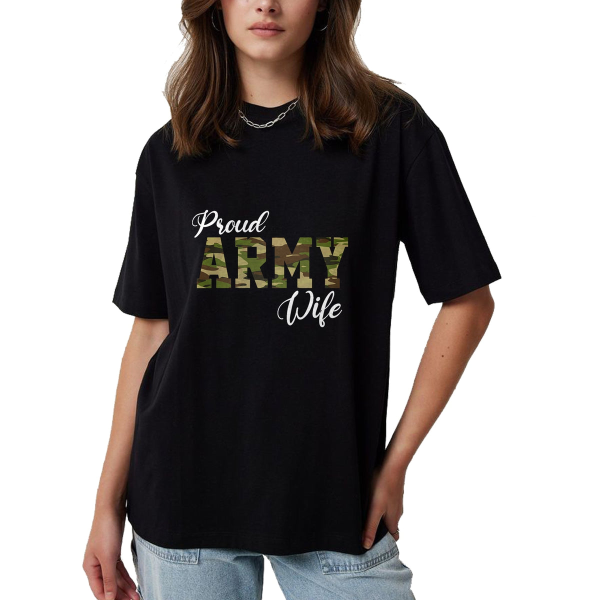 Best Wife Shirt, Wife and Husband Unisex T-Shirt/Hoodie/Sweatshirt HLT00 - Gift for wife T shirt, lucky wife   Proud Army Wife For Military Wife Of A Brave US Soldier T-Shirt