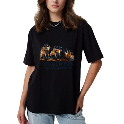 Best Horse Lover Shirt , Funny Horse UnisexT-Shirt/Hoodie/Sweatshirt HLT00 - Walking By Faith Tripping Constantly Western Horse Christian T-Shirt