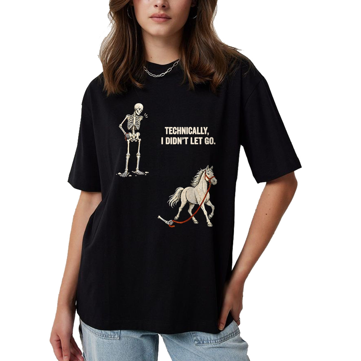 Best Horse Lover Shirt , Funny Horse UnisexT-Shirt/Hoodie/Sweatshirt HLT00 - Technically I Didn_t Let Go Skeleton Horse Riding Halloween T-Shirt