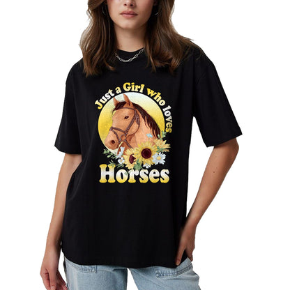Best Horse Lover Shirt , Funny Horse UnisexT-Shirt/Hoodie/Sweatshirt HLT00 - Just A Girl Who Loves Horses - Riding Girls T-Shirt Small
