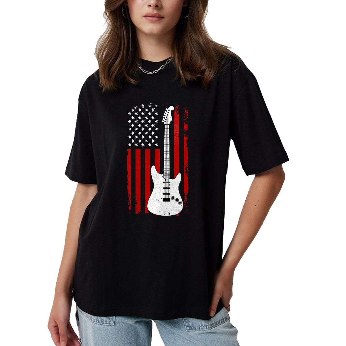 Guitar Lover Shirt, Funny Guitar UnisexT-Shirt/Hoodie/Sweatshirt HLT00 - Guitar American US Flag Music Player Electric Guitarist Gift T-Shirt