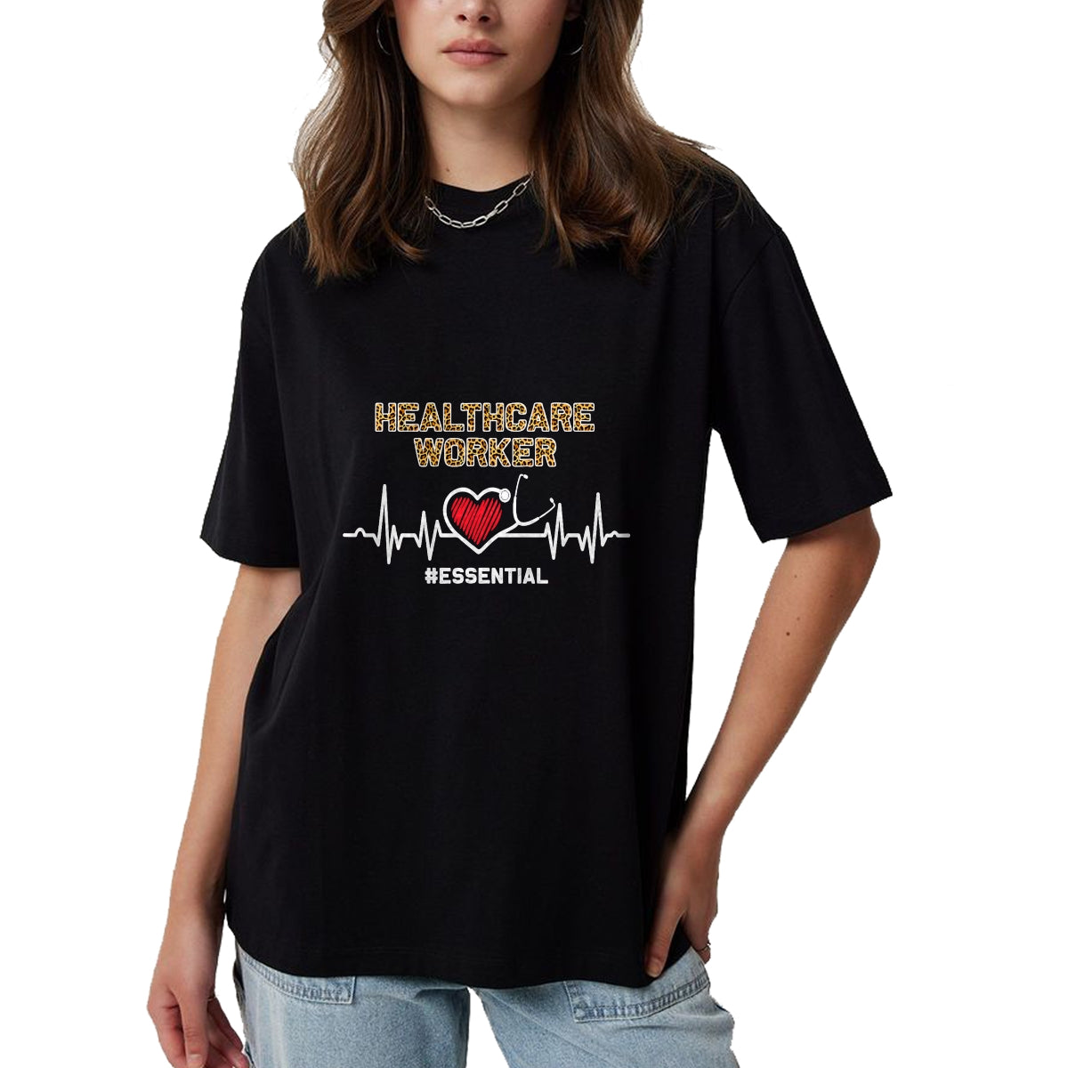 Best Doctor Shirt, Funny Doctor UnisexT-Shirt/Hoodie/Sweatshirt HLT00 - Healthcare Worker Essential Heartbeat Nursing Leopard T-Shirt