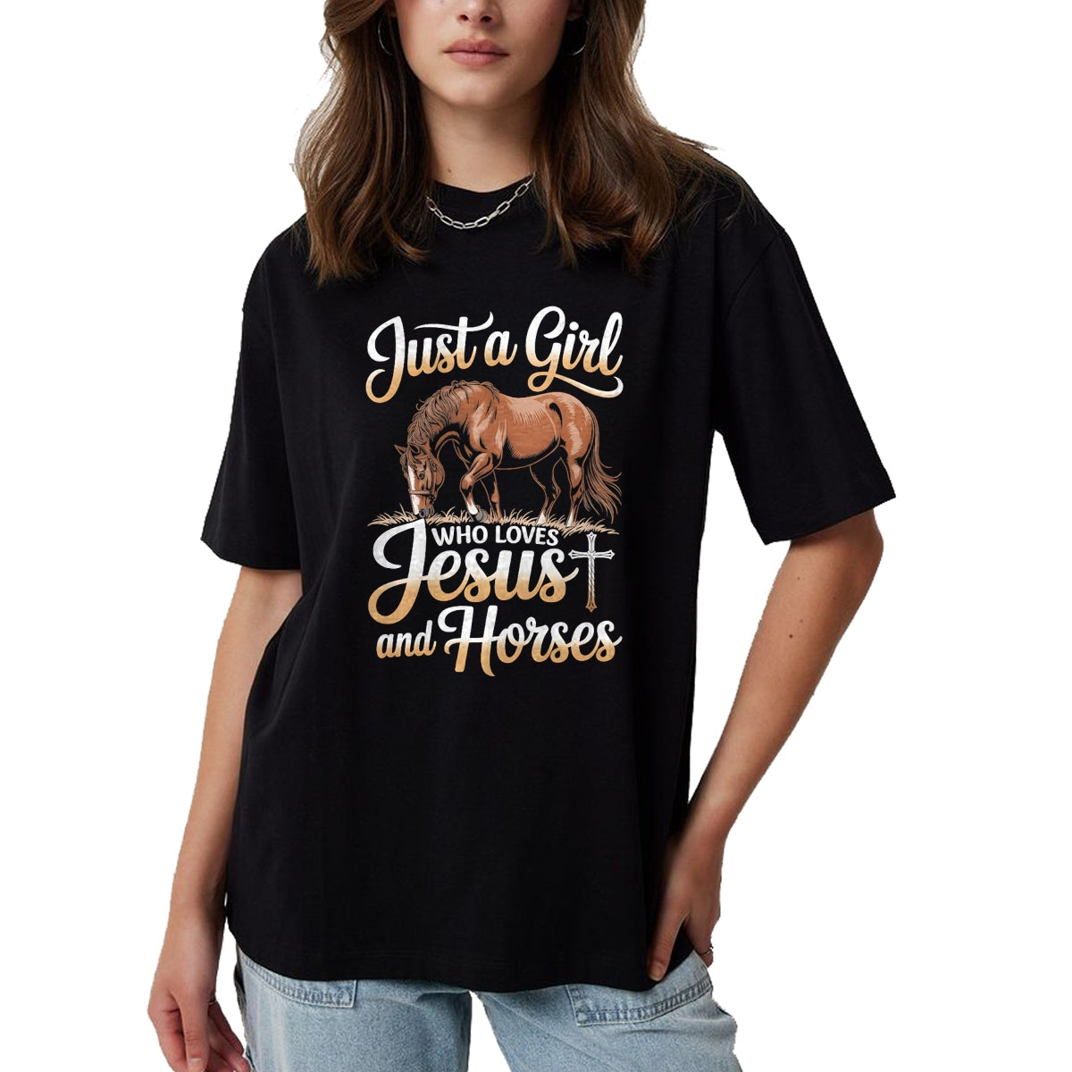 Best Horse Lover Shirt , Funny Horse UnisexT-Shirt/Hoodie/Sweatshirt HLT00 - Just a girl who loves horses and jesus T-Shirt