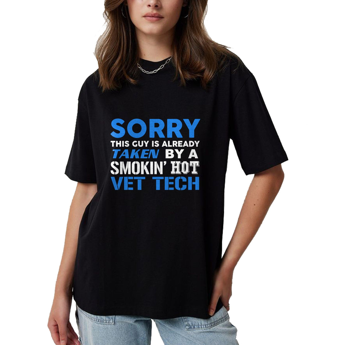 Best Wife Shirt, Wife and Husband Unisex T-Shirt/Hoodie/Sweatshirt HLT00 - This Guy Taken By A Smokin Hot Vet Tech Husband T-Shirt (1)