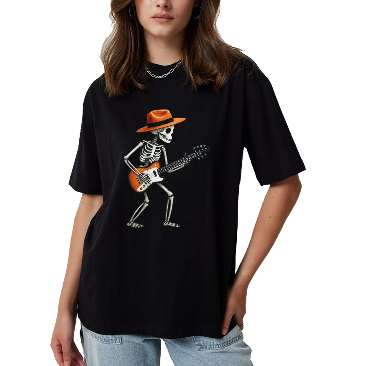 Guitar Lover Shirt, Funny Guitar UnisexT-Shirt/Hoodie/Sweatshirt HLT00 - Skeleton Playing Electric Guitar Rock Halloween Boys Men Tee T-Shirt