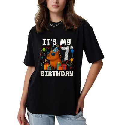 Cute Capybara Shirt, Funny Capybara Unisex T-Shirt/Hoodie/Sweatshirt HLT00 - Its My 7th Birthday 7 Years Old Capybara Gifts Boys T-Shirt