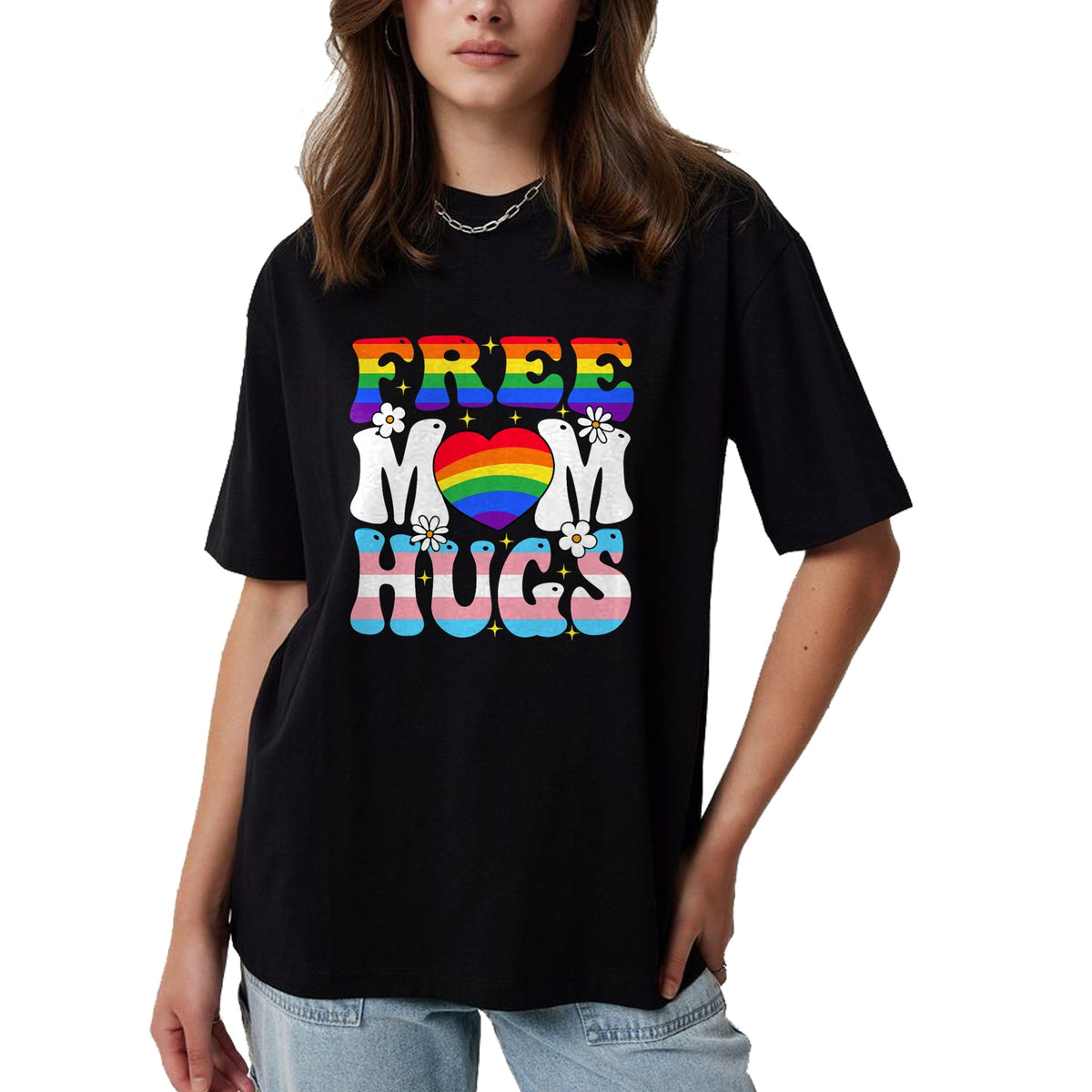 Gift for Mom Shirt, Funny Mom Unisex T-Shirt/Hoodie/Sweatshirt HLT00 - Free Mom Hug Transgender Lesbian Gay LGBT Pride Rainbow Flag T-Shirt