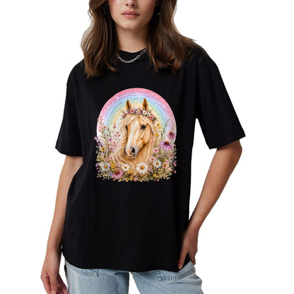 Best Horse Lover Shirt , Funny Horse UnisexT-Shirt/Hoodie/Sweatshirt HLT00 - Girls who Love Horses Birthday Party Costume Rainbow Flowers T-Shirt