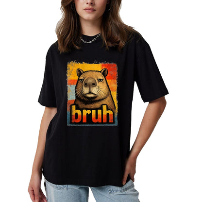 Cute Capybara Shirt, Funny Capybara Unisex T-Shirt/Hoodie/Sweatshirt HLT00 - Funny Graphic Meme Capybara Bruh for Boys Girls Men Women T-Shirt
