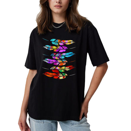 Native American T-Shirts, Vintage Native American Unisex T-Shirt/Hoodie/Sweatshirt HLT00 - Colorful Feathers American Indian Pride Native American