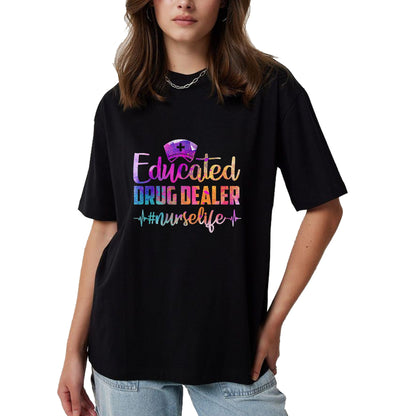 Funny Nurse Shirt, Nurse Unisex T-Shirt/Hoodie/Sweatshirt HLT00 - Educated Drug Dealer Nurse Life Funny Nurse Heart Beat T-Shirt (1)