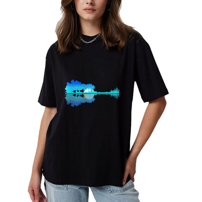 Guitar Lover Shirt, Funny Guitar UnisexT-Shirt/Hoodie/Sweatshirt HLT00 - Guitar Lake Shadow Love Guitar Musician T-Shirt