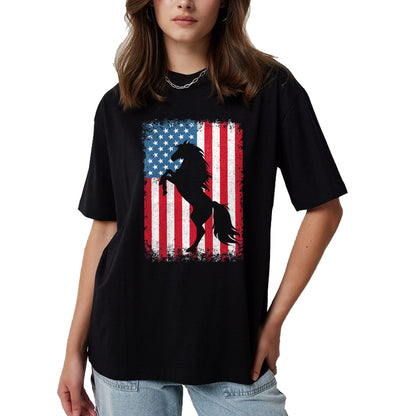 Best Horse Lover Shirt , Funny Horse UnisexT-Shirt/Hoodie/Sweatshirt HLT00 - Horse American Flag USA 4th of July Men Women Boys Girls T-Shirt