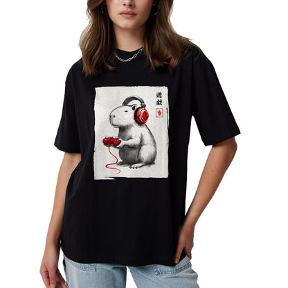 Cute Capybara Shirt, Funny Capybara Unisex T-Shirt/Hoodie/Sweatshirt HLT00 - Gamer Japanese Art Men Women Teens Kids Funny Capybara T-Shirt