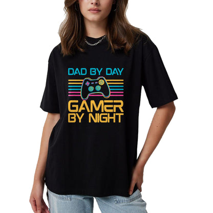 Gift for Dad Shirt, Funny Dad Unisex T-Shirt/Hoodie/Sweatshirt HLT00 – Dad By Day Gamer By Night Video Games Lover Gamer Dad T-Shirt