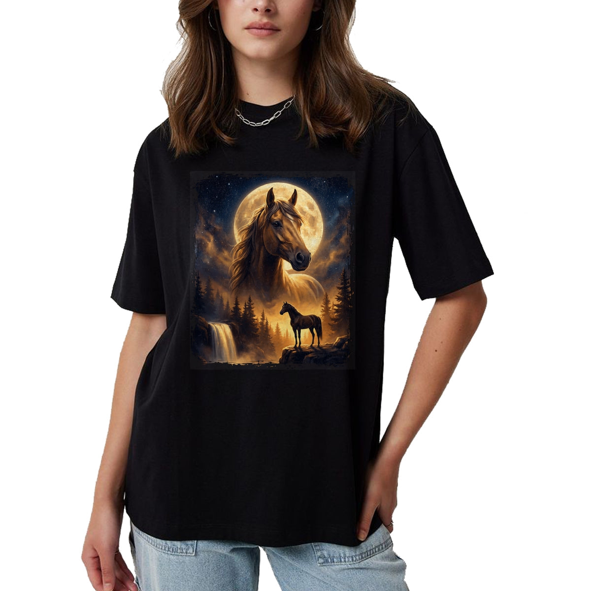 Best Horse Lover Shirt , Funny Horse UnisexT-Shirt/Hoodie/Sweatshirt HLT00 - Mystical Retro Majestic Horse Spirit Animal Full Moon Nature T-Shirt