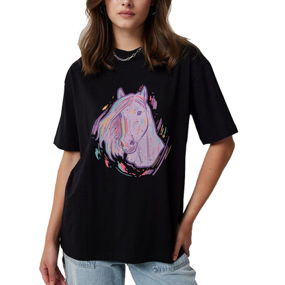 Best Horse Lover Shirt , Funny Horse UnisexT-Shirt/Hoodie/Sweatshirt HLT00 - Purple Horse Painting Animal Art Equestrian Men Women Kids T-Shirt