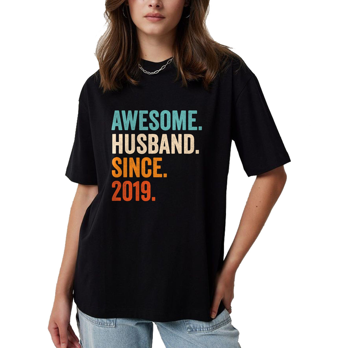Best Wife Shirt, Wife and Husband Unisex T-Shirt/Hoodie/Sweatshirt HLT00 - Awesome Husband Since 2019 5th wedding anniversary 5 years T-Shirt