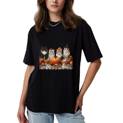 Best Thanksgiving Family Shirt , Funny Thanksgiving UnisexT-Shirt/Hoodie/Sweatshirt HLT00 - Thanksgiving Cats Dinner Feast Vintage Fall Men Women Kids T-Shirt