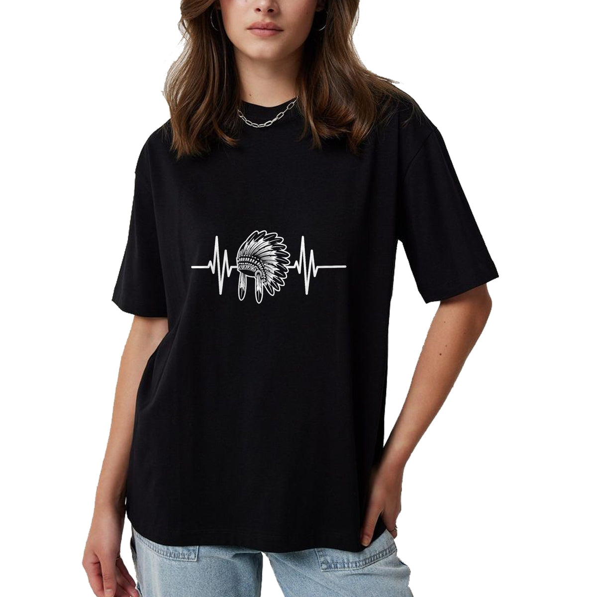 Native American T-Shirts, Vintage Native American Unisex T-Shirt/Hoodie/Sweatshirt HLT00 - Native Indian Headdress Heartbeat Indigenous Native American