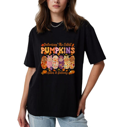 Best Thanksgiving Family Shirt , Funny Thanksgiving UnisexT-Shirt/Hoodie/Sweatshirt HLT00 - Delivering The Cutest Pumpkins Labor and Delivery Nurse Fall T-Shirt