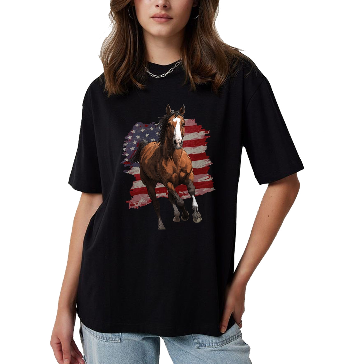 Best Horse Lover Shirt , Funny Horse UnisexT-Shirt/Hoodie/Sweatshirt HLT00 - Horse Equestrian Riding USA Flag US America American Graphic T-Shirt