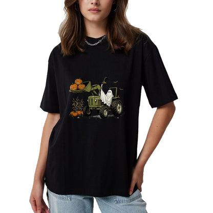 Best Farmer Life Shirt, Funny Farmer UnisexT-Shirt/Hoodie/Sweatshirt HLT00 - Ghost Tractor Pumpkin Halloween Costume Farmer Boys Kids T-Shirt