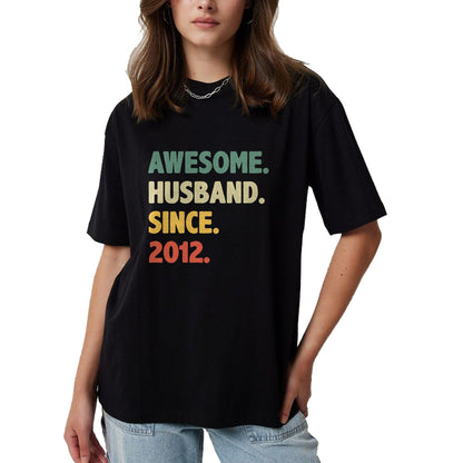 Best Wife Shirt, Wife and Husband Unisex T-Shirt/Hoodie/Sweatshirt HLT00 - 12th Wedding Anniversary Epic Awesome Husband Since 2012 Long Sleeve T-Shirt
