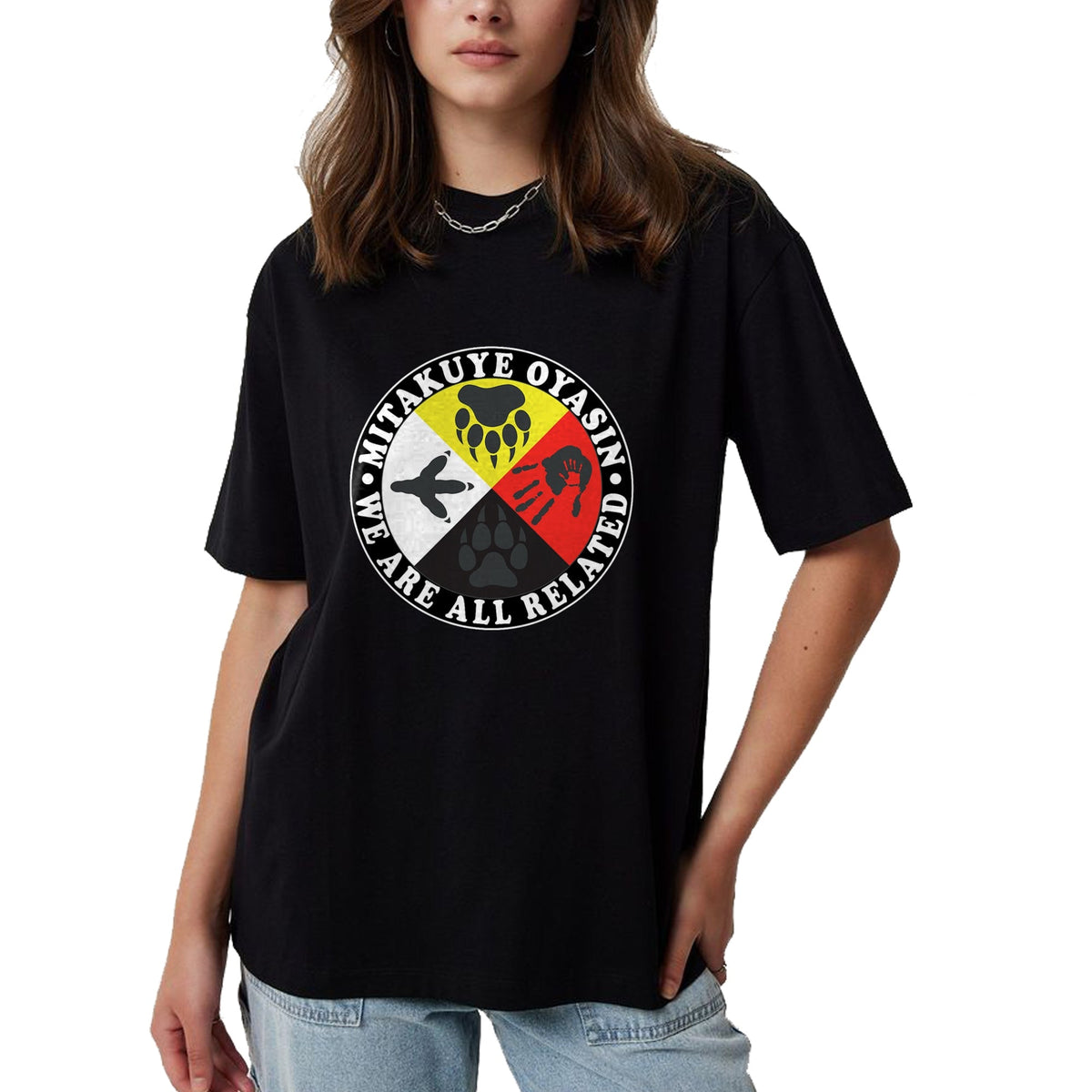 Native American T-Shirts, Vintage Native American Unisex T-Shirt/Hoodie/Sweatshirt HLT00 - Native American Medicine Wheel Mitakuye Oyasin