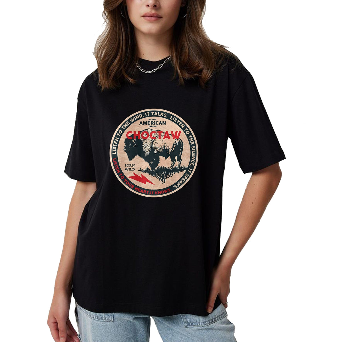 Native American T-Shirts, Vintage Native American Unisex T-Shirt/Hoodie/Sweatshirt HLT00 - Choctaw Native American Indian Born Freedom Wild Buffalo Premium