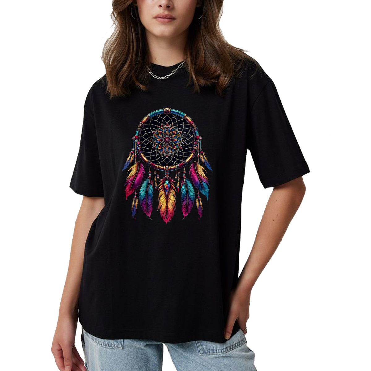 Native American T-Shirts, Vintage Native American Unisex T-Shirt/Hoodie/Sweatshirt HLT00 - Colorful Dreamcatcher Feather Native American Indian Art