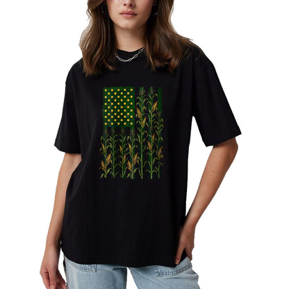 Best Farmer Life Shirt, Funny Farmer UnisexT-Shirt/Hoodie/Sweatshirt HLT00 - American Flag Corn Field Farmer Patriotic (on Back) T-Shirt