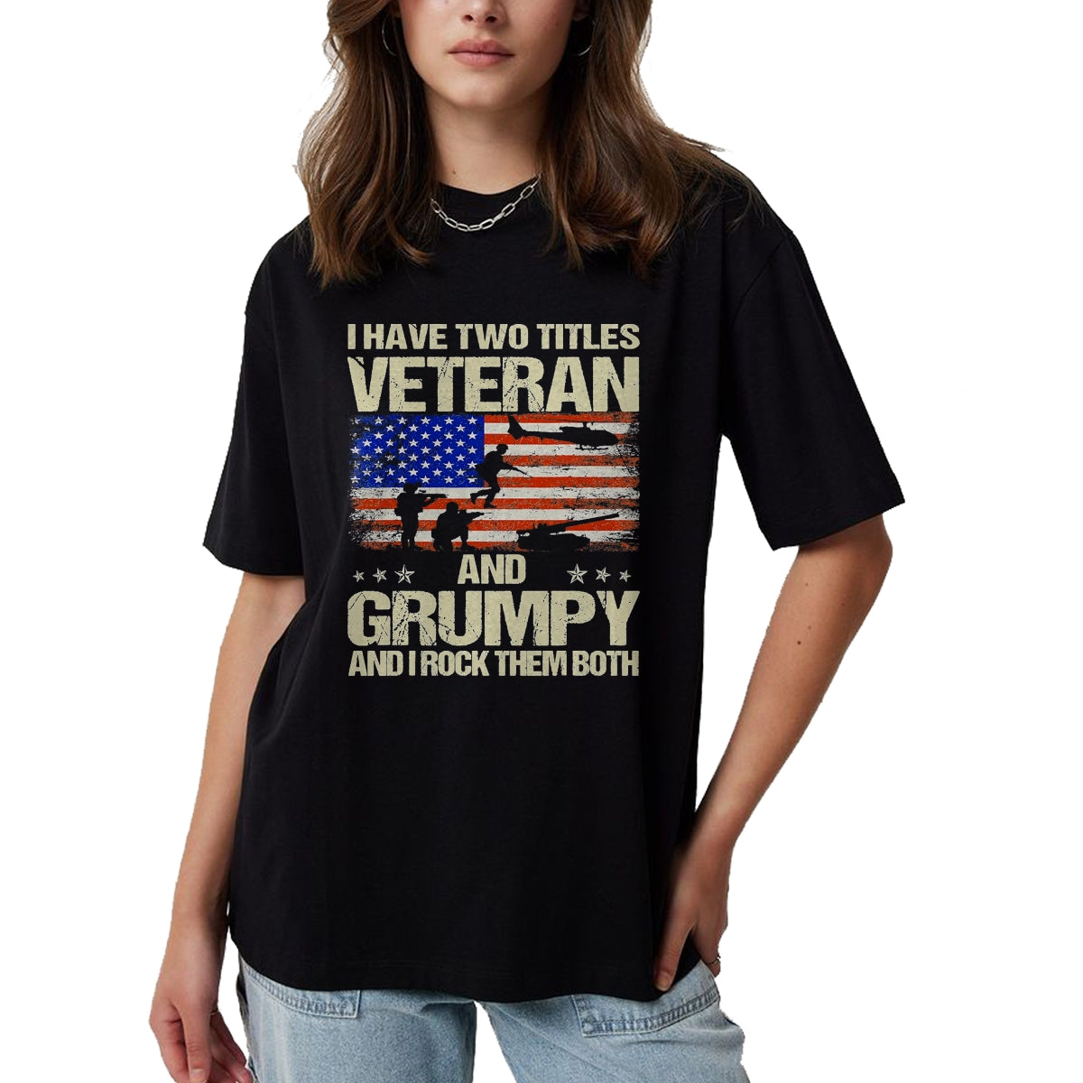 Proud Veteran Shirt, Funny Veteran UnisexT-Shirt/Hoodie/Sweatshirt HLT00 - I Have Two Titles Veteran and Grumpy Funny Dad Papa Grandpa T-Shirt, Men, Black, 3X-Large