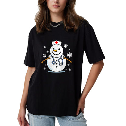 Funny Nurse Shirt, Nurse Unisex T-Shirt/Hoodie/Sweatshirt HLT00 - Nurse Snowman Nurse Christmas T-Shirt