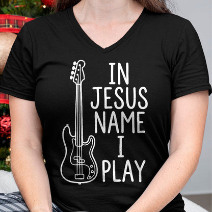 Guitar Lover Shirt, Funny Guitar UnisexT-Shirt/Hoodie/Sweatshirt HLT00 - in Jesus Name I Play Bass Guitars Player Bassist Guitarist T-Shirt