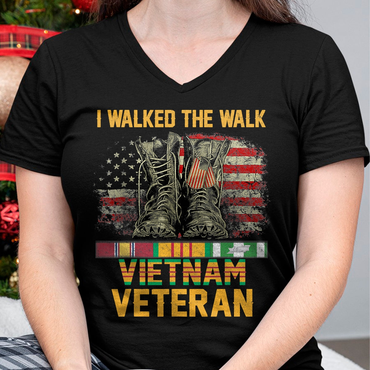 Proud Veteran Shirt, Funny Veteran UnisexT-Shirt/Hoodie/Sweatshirt HLT00 - I Walked The Walk Vietnam Veteran Flag American US Vet T-Shirt