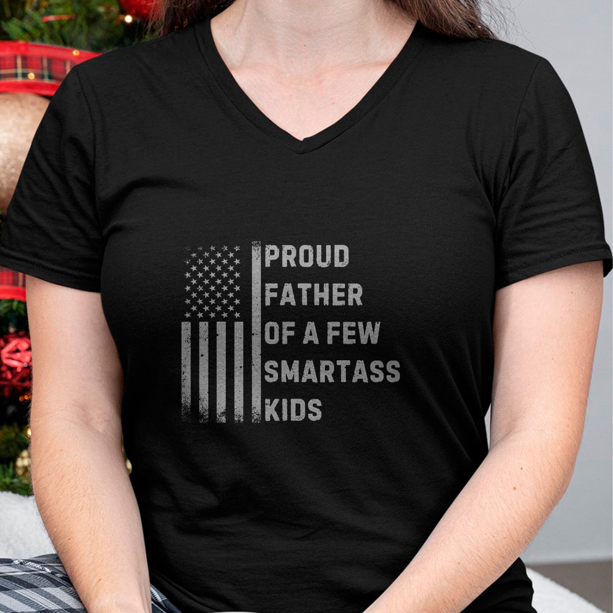 Gift for Dad Shirt, Funny Dad Unisex T-Shirt/Hoodie/Sweatshirt HLT00 – Proud Father Of A Few Smartass Kids American Flag Dad Joke T-Shirt