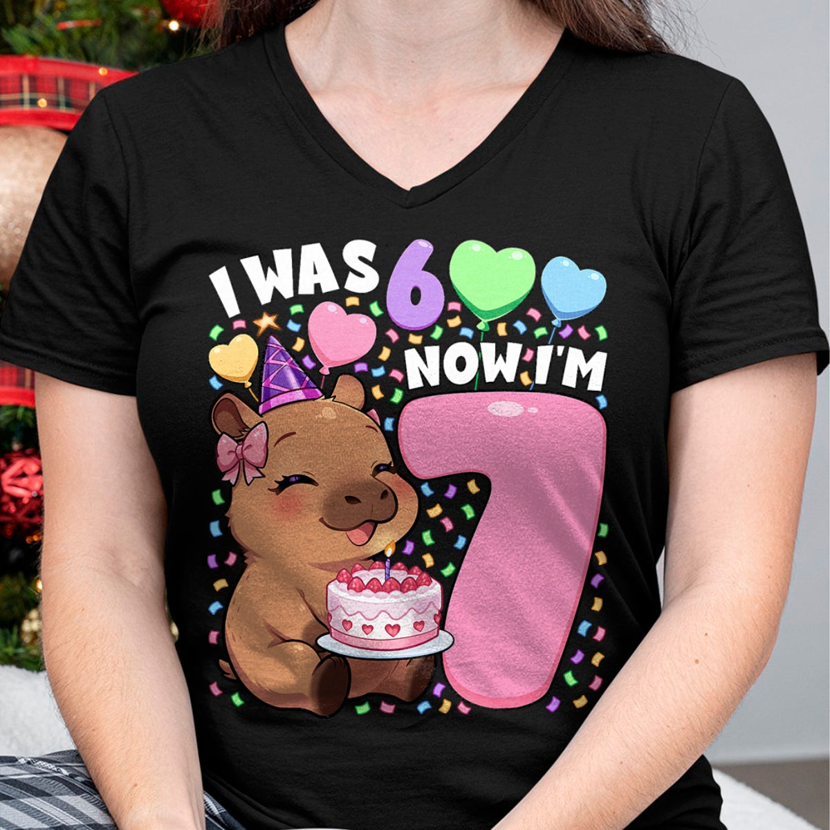 Cute Capybara Shirt, Funny Capybara Unisex T-Shirt/Hoodie/Sweatshirt HLT00 - I was 6 Now I_m 7 Shirt  Kawaii 7th Capybara 67 Birthday T-Shirt