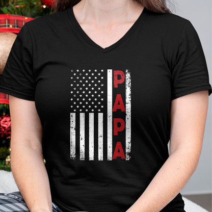 Gift for Dad Shirt, Funny Dad Unisex T-Shirt/Hoodie/Sweatshirt HLT00 – Proud Papa USA Flag Fathers Day Tee Gifts From Grandchildren Long Sleeve T-Shirt