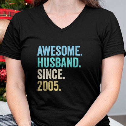 Best Wife Shirt, Wife and Husband Unisex T-Shirt/Hoodie/Sweatshirt HLT00 - Awesome Husband Since 2005 19th wedding anniversary 19 years T-Shirt